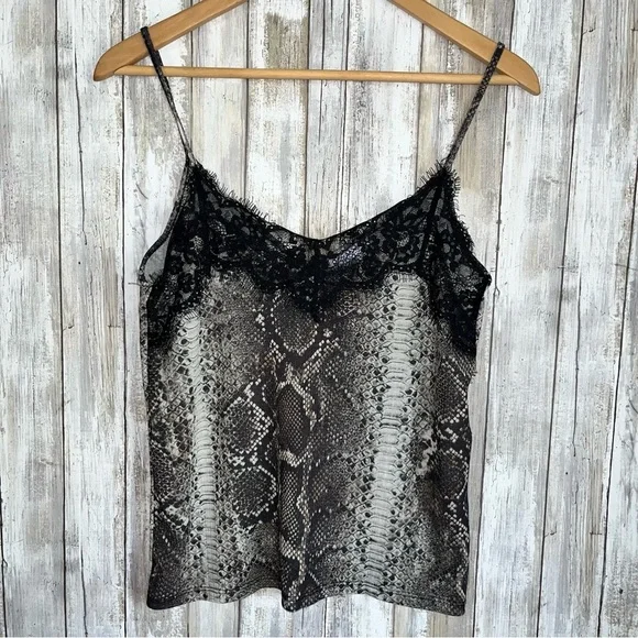 Zara Snake Skin Printed Lace Feminine Tank Small - Picture 2 of 5